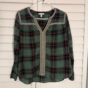 J. Crew Green and Navy Plaid Shirt